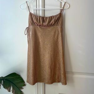 lucy in the sky gold babydoll dress
